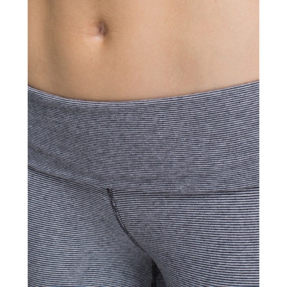 Lululemon Wunder Under Pant Cotton Stripe Black White Legging RARE - Picture 6 of 16